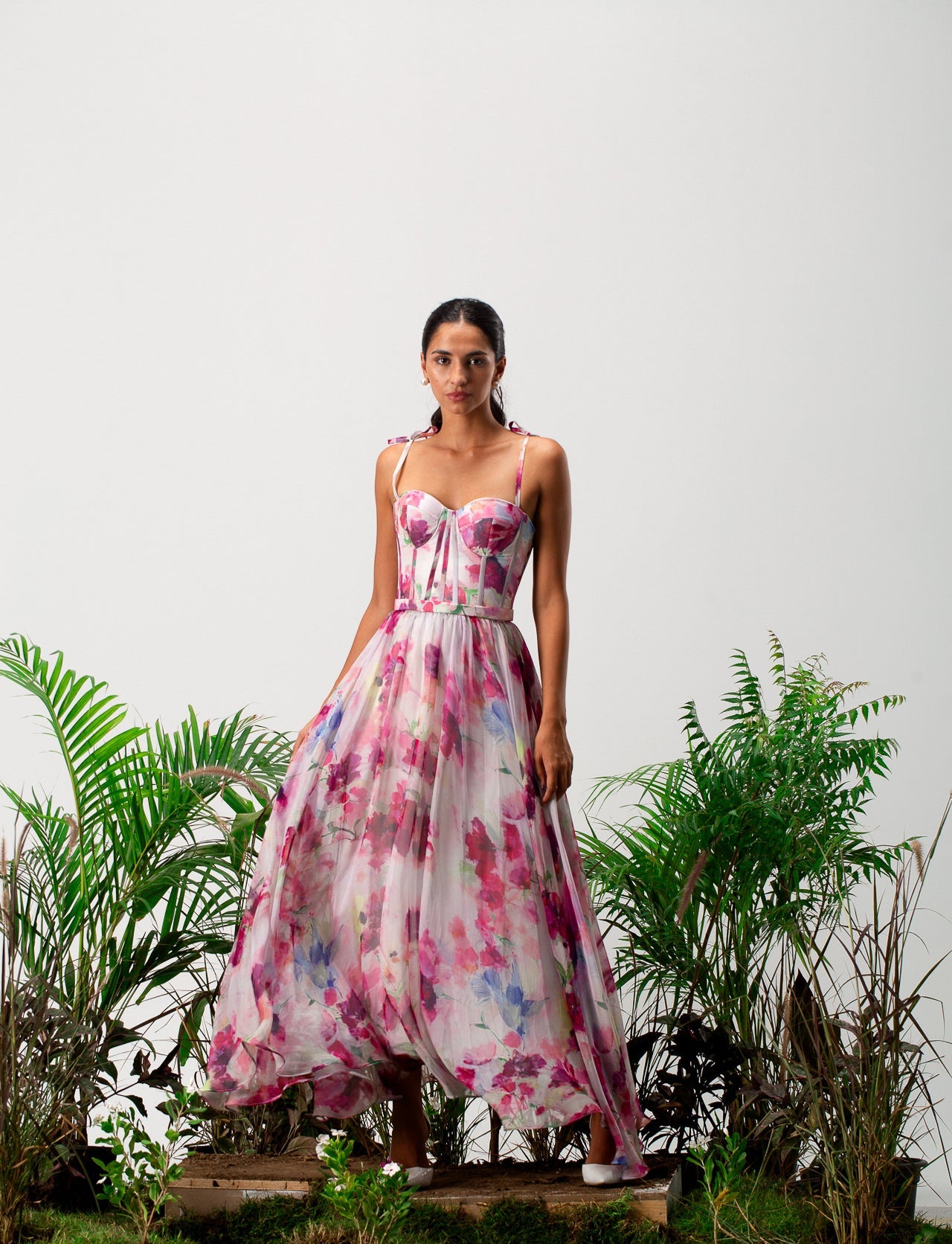 ★FLOWOOM★ Romantique Dress(2color) Romance Ruffle Dress ~ Ivory Botanical Floral – Show Me Your
